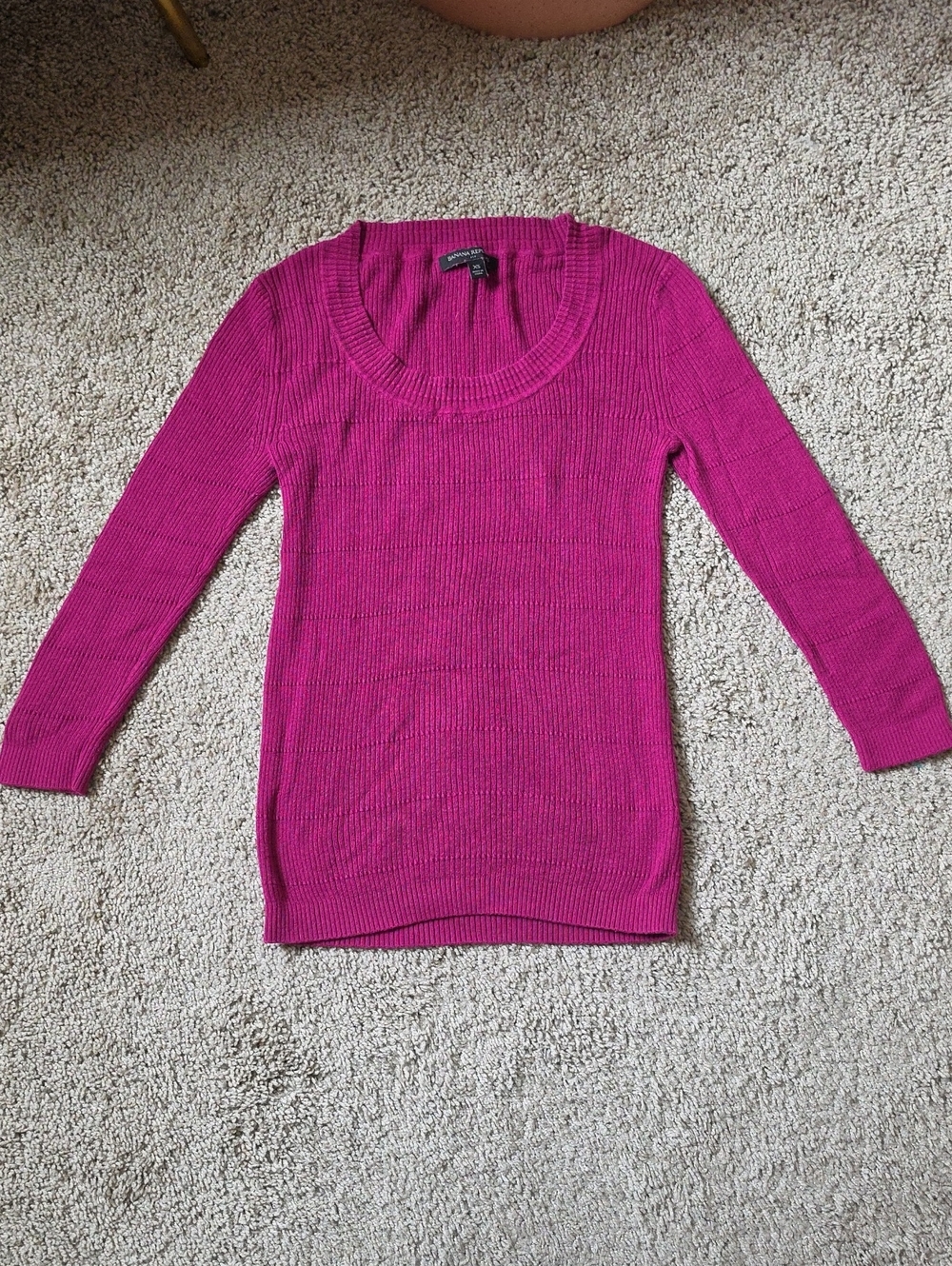 Banana Republic Magenta Ribbed Scoop Neck Sweater